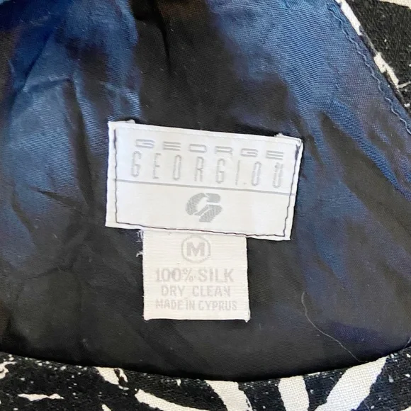 George Georgiou | Womens Vintage Black/White Silk Pattern Shift Dress | Size: M - Picture 5 of 8